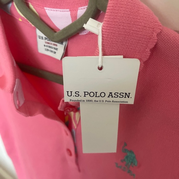 US Polo Assn Girls Top 8-9 Y Pink Polo Logo Embroidered Short Sleeve Collar new - Picture 6 of 17
